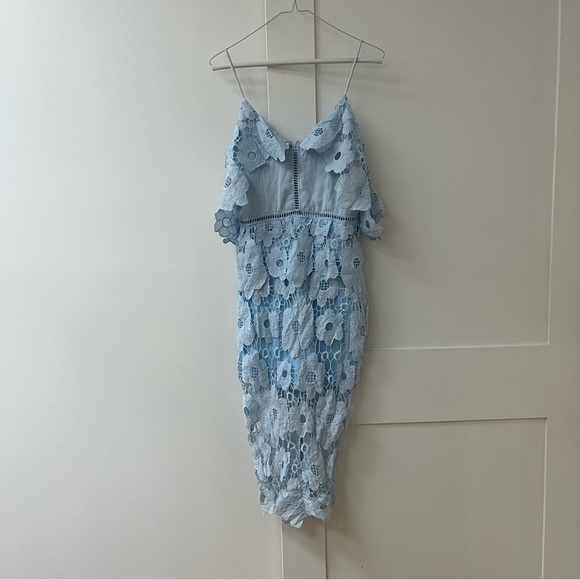 Missguided Strappy Frill Lace Midi Dress in Light Blue in Size 4 - Picture 3 of 3